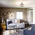 Rustic Wood and Crystal Bead Semi Flush Mounting Ceiling Light